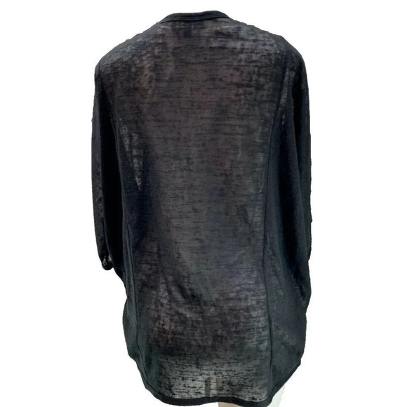 Serena Williams S Black Open Front Pleated Detail Semi-Sheer 3/4 Sleeve Shrug - Picture 4 of 6